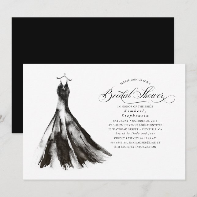 Black Dress Modern Mystical Brautparty Einladung (Vorne/Hinten)