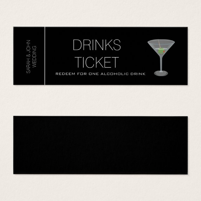 Black Drink Billet de mariage Réception Mini carte (Devant & derrière)