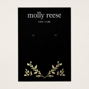 Black Earring Display Card Gold laurel Branch
