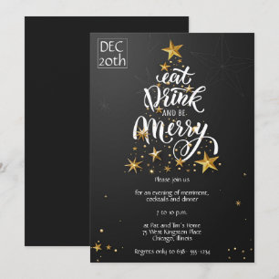 Black Eat, Drink & be Frohe Weihnachts-Party Einladung