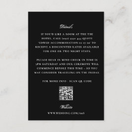 Black EDITABLE QR CODE Classic Elegante Wedding Begleitkarte
