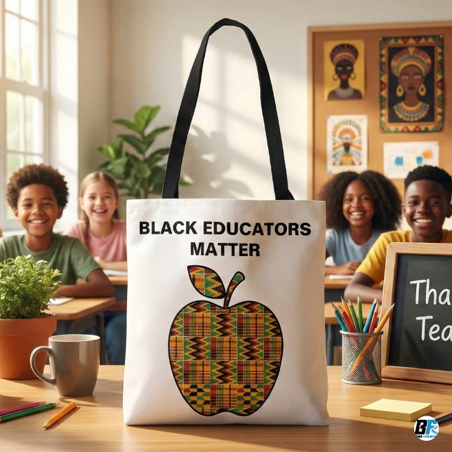 Black Educators Matter Kente Cloth Apple Teacher Tasche (Von Creator hochgeladen)