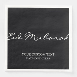 Black Eid Mubarak English Custom Serviette