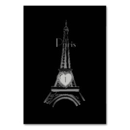 Black Eiffel Tower Paris Table Card Tischnummer