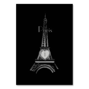 Black Eiffel Tower Paris Table Card Tischnummer