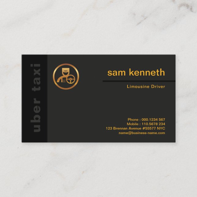 Black Elegance Special Exklusive moderne TAXI Visitenkarte (Vorderseite)