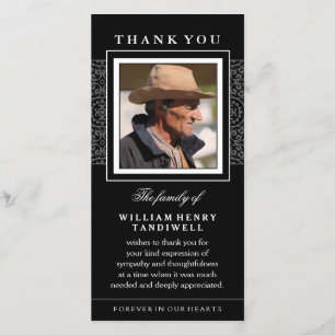 Black Elegance Vielen Dank Memorial Foto Card Dankeskarte
