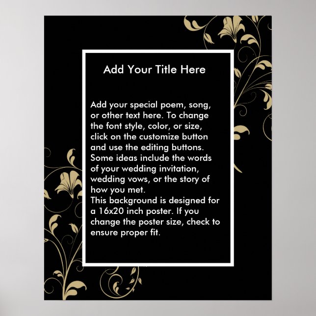 Black Elegance Wedding Poster (Vorne)