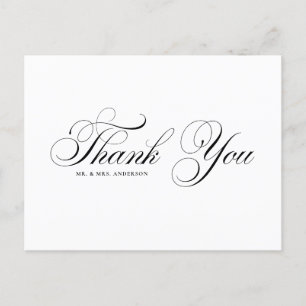 Black Elegant Blüh Script Wedding Vielen Dank Postkarte