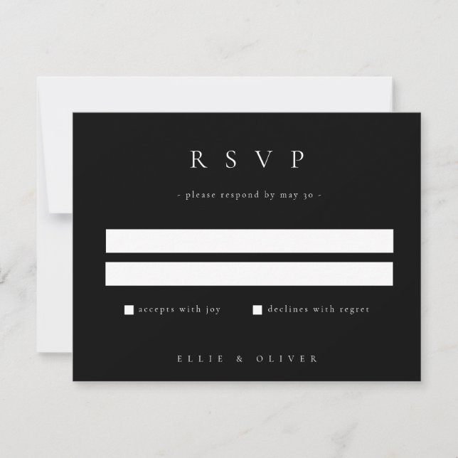 Black Elegant Boho Wedding Modern RSVP Karte (Vorderseite)