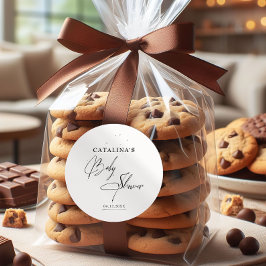 Black Elegant Calligraphy Baby Shower Sticker