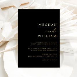 Black Elegant Calligraphy Wedding Gold Folieneinladung