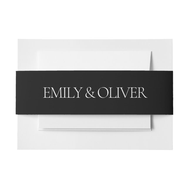 Black Elegant Classic Couple's Names Wedding Einladungsbanderole (Vorderseite Beispiel)