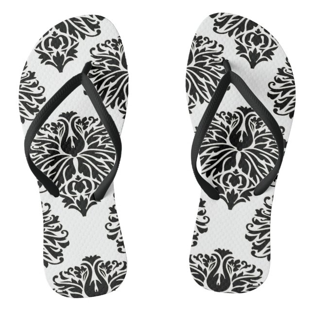 Black Elegant Damask Flip Flops (Fußbett)