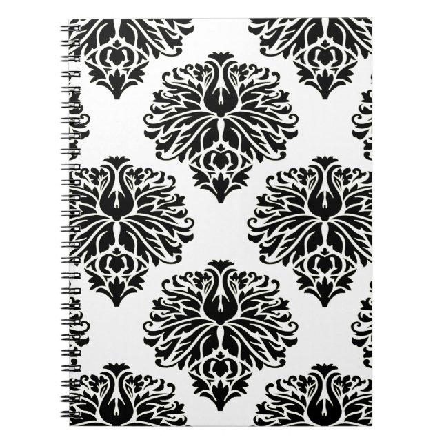 Black Elegant Damask Notizblock (Vorderseite)