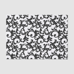 Black Elegant Damask Print Seidenpapier
