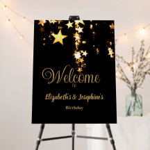 Black élégant et or étoiles double joint anniversa