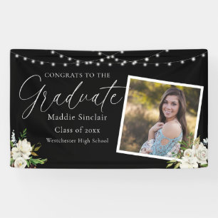 Black Elegant Foto Floral Abschluss Banner