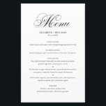 Black Elegant Geblüht Script Wedding Menu Card<br><div class="desc">Elegante schwarze Skript-Menükarte mit geblüht Skript,  einfacher Typografie und Streifen-Muster. Diese Menükarte ist ideal für Hochzeiten,  Geburtstage,  Babyduschen,  Brautpartys und vieles mehr. Personalisieren Sie diese,  indem Sie Namen,  Datum und Menüdetails hinzufügen.</div>
