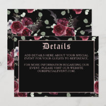 Black Elegant Gothic Bat and Rose Enclosure Card