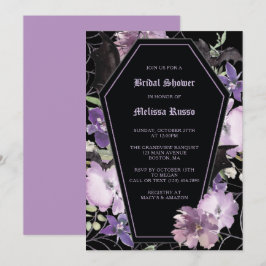 Black Elegant Gothic Floral Coffin Brautparty Einladung