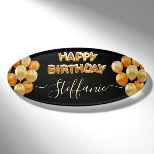 Black Elegant Happy Birthday Namenschild