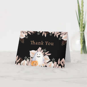 Black Elegant Little Boo Boho Ghost Baby Shower Dankeskarte