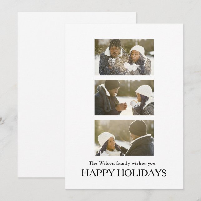 Black Elegant Merry Christmas Greeting Photo  Einladung (Vorne/Hinten)