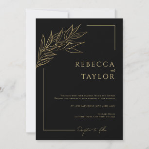 Black Elegant Minimal Wedding Einladung