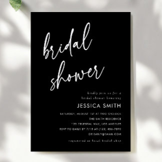 Black Elegant Minimalist Bridal Shower Einladung