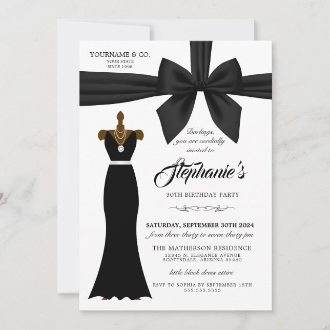 Black Elegant Mode Tiffany Invitation Anniversaire (Devant)