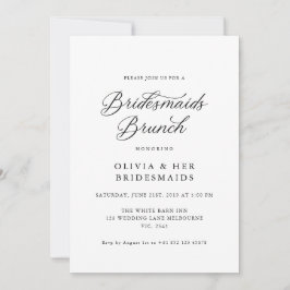 Black Elegant Modern Script Bridesmaids Brunch Einladung