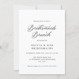 Black Elegant Modern Script Bridesmaids Brunch Einladung