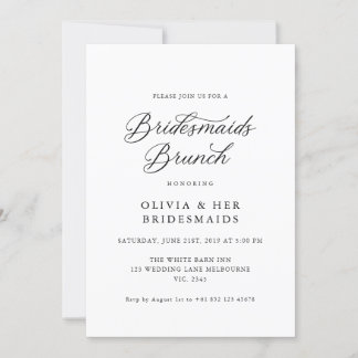 Black Elegant Modern Script Bridesmaids Brunch Einladung