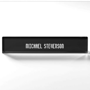 Black Elegant Modern Stylish Namplate Namensplakette