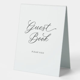 Black Elegant Modernes Script Calligraphy Gästebuc Tischaufsteller