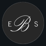 Black Elegant Monogram Circle Wedding Stickers<br><div class="desc">Passen Sie diese eleganten,  eleganten,  schwarz-weißen Hochzeitskleber in Monogramm an. Modernes Design mit weißem Text und schwarzem Hintergrund. Alle anderen passenden Produkte finden Sie in einer Sammlung.</div>