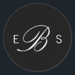 Black Elegant Monogram Circle Wedding Stickers<br><div class="desc">Passen Sie diese eleganten,  eleganten,  schwarz-weißen Hochzeitskleber in Monogramm an. Modernes Design mit weißem Text und schwarzem Hintergrund. Alle anderen passenden Produkte finden Sie in einer Sammlung.</div>