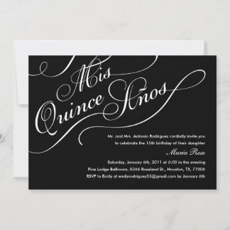 Black Elegant Quinceanera Einladungen