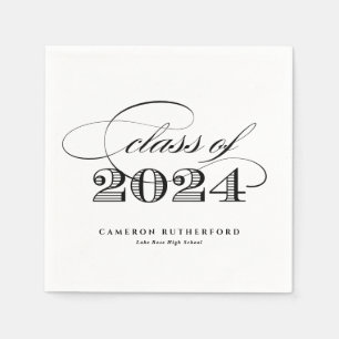 Black Elegant Script 2024 Graduation Party Serviette
