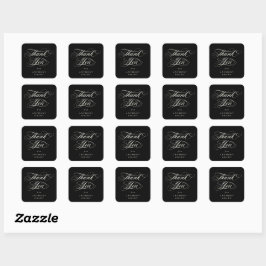 Black Elegant Script Abschluss Vielen Dank Quadratischer Aufkleber