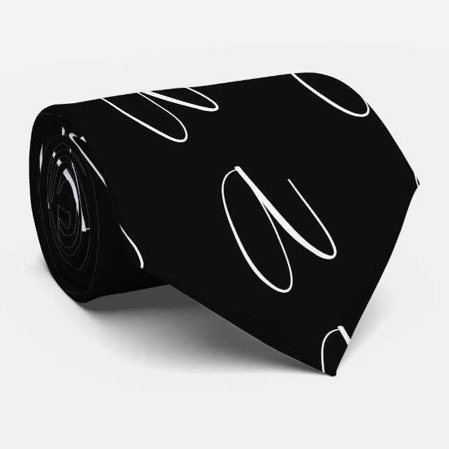 Black Elegant Script Krawatte (Gerollt)