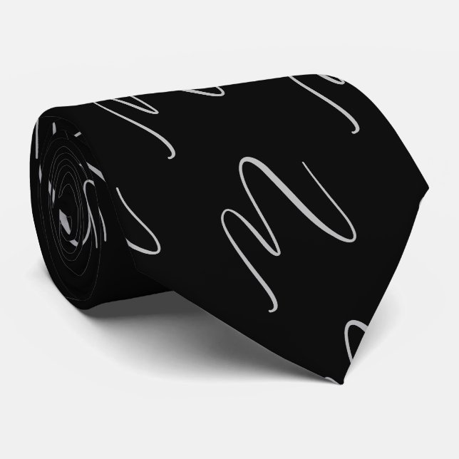 Black Elegant Script Krawatte (Gerollt)