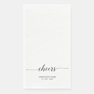 Black Elegant Script Lettering Cheers Event Serviette