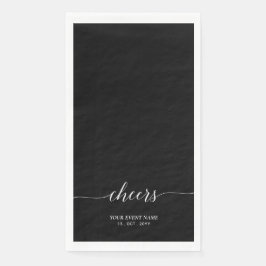 Black Elegant Script Lettering Cheers Event Serviette