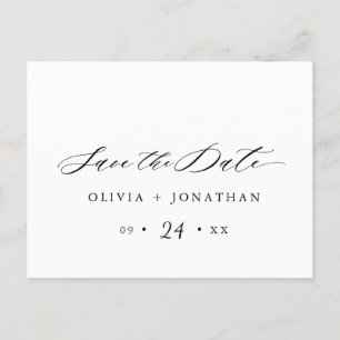 Black Elegant Script Typografy Postcard Postkarte