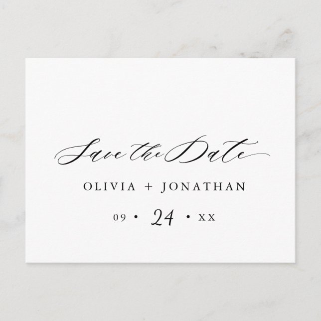 Black Elegant Script Typografy Postcard Postkarte (Vorderseite)