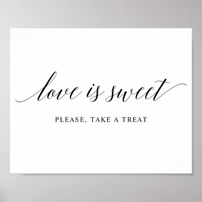 Black Elegant Typografy Wedding "LECKEREI" Sign Poster (Vorne)