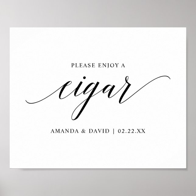 Black Elegant Typography Wedding Cigar bar Sign Poster (Vorne)