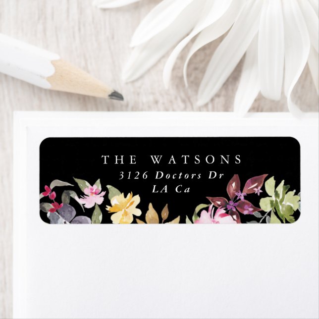 Black Elegant Watercolor Schöne Hochzeitadresse (Insitu)